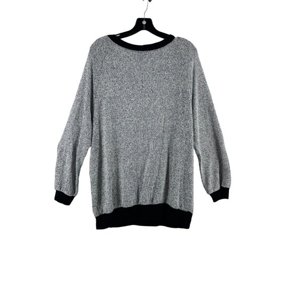 West Kei Women's Black White Knit Tunic Sweater Size XL Rhinestones Pearl Neck - Picture 3 of 10